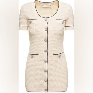 Self portrait, cream, sequin, knitted U neck, mini dress
